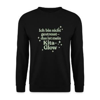 Ich bin nicht gestresst... (salbeigrün) - Unisex Pullover - Schwarz - Vorne - Alina (178cm) & Michal (187cm)