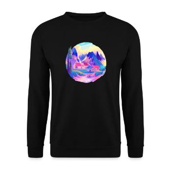 Kristalline Landschaft Natur 2 - Unisex Pullover - Schwarz - Vorne - Alina (178cm) & Michal (187cm)