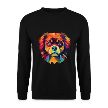 Tibetischer Spaniel Hunderasse Aquarell Illustration - Unisex Pullover - Schwarz - Vorne - Alina (178cm) & Michal (187cm)