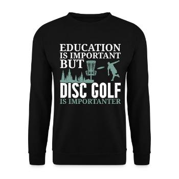 Bildung ist wichtig, aber Disc Golf ist noch wicht - Unisex Pullover - Schwarz - Vorne - Alina (178cm) & Michal (187cm)
