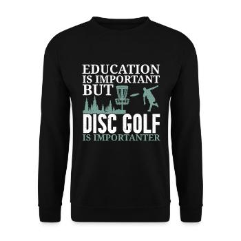 Bildung ist wichtig, aber Disc Golf ist noch wicht - Unisex Pullover - Schwarz - Vorne - Alina (178cm) & Michal (187cm)