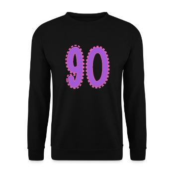 90. 90 JAHRE. 90. JAHRESTAG. 90-JÄHRIGES JUBILÄUM. - Unisex Pullover - Schwarz - Vorne - Alina (178cm) & Michal (187cm)