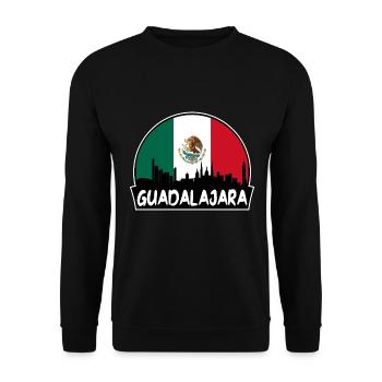 Guadalajara Mexiko Flagge Skyline Silhouette Reisen - Unisex Pullover - Schwarz - Vorne - Alina (178cm) & Michal (187cm)