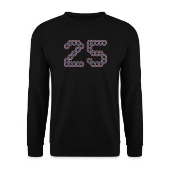 25. 25 JAHRE. 25-JÄHRIGES JUBILÄUM. 25-JÄHRIGES JUBILÄUM. - Unisex Pullover - Schwarz - Vorne - Alina (178cm) & Michal (187cm)