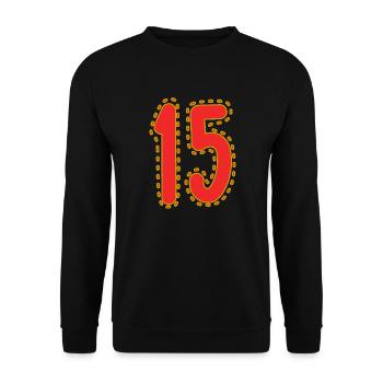 15. 15 ANS. 15e ANNIVERSAIRE. ANNIVERSAIRE 15 ANS. - Sweat-shirt Unisexe - noir - Devant - Alina (178cm) & Michal (187cm)