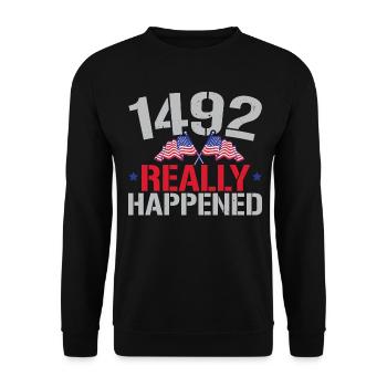 1492 Es geschah wirklich Navigator Kolumbus-Tag - Unisex Pullover - Schwarz - Vorne - Alina (178cm) & Michal (187cm)