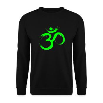 Om Design Symbol Meditation Befreiung Limone Grün - Unisex Pullover - Schwarz - Vorne - Alina (178cm) & Michal (187cm)