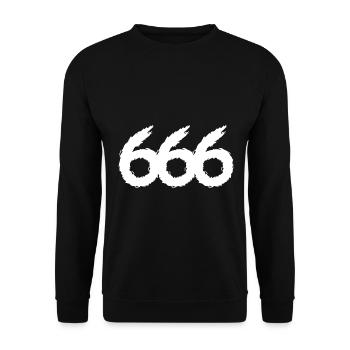 666 Symbol Zahl - Unisex Pullover - Schwarz - Vorne - Alina (178cm) & Michal (187cm)