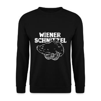 Knuspriges Wiener Schnitzelgericht - Unisex Pullover - Schwarz - Vorne - Alina (178cm) & Michal (187cm)