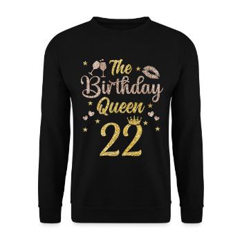 22.Geburtstag Königin 22 Jahre Zweiundzwanzig - Unisex Pullover - Schwarz - Vorne - Alina (178cm) & Michal (187cm)