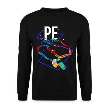 Motivierter Sportlehrer Turnhalle - Unisex Pullover - Schwarz - Vorne - Alina (178cm) & Michal (187cm)
