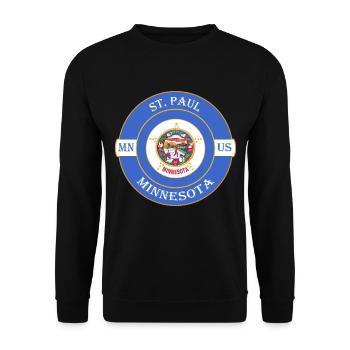 St. Paul Minnesota Flagge USA Reise Souvenir Abzeichen - Unisex Pullover - Schwarz - Vorne - Alina (178cm) & Michal (187cm)
