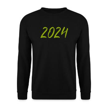 2024 Silvester Neujahr grün - Unisex Pullover - Schwarz - Vorne - Alina (178cm) & Michal (187cm)