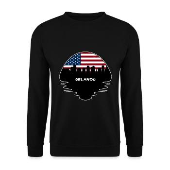 Orlando Florida USA Flagge Skyline Silhouette Reisen - Unisex Pullover - Schwarz - Vorne - Alina (178cm) & Michal (187cm)
