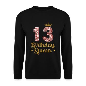 13.Geburtstag Königin 13 Jahre Dreizehn - Unisex Pullover - Schwarz - Vorne - Alina (178cm) & Michal (187cm)