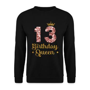 13.Geburtstag Königin 13 Jahre Dreizehn - Unisex Pullover - Schwarz - Vorne - Alina (178cm) & Michal (187cm)