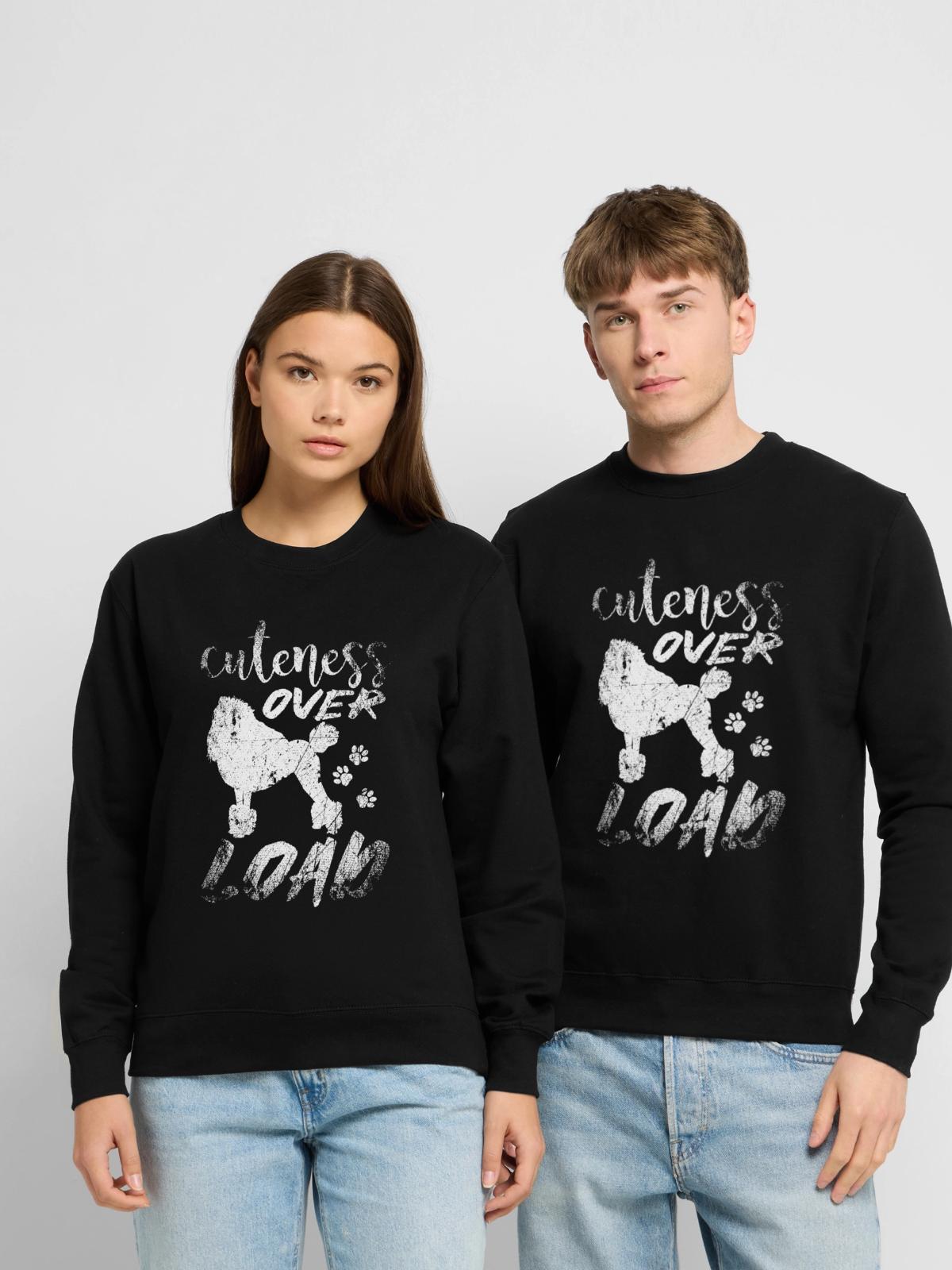 Poodle Cute - Unisex Pullover - Schwarz - Vorne - Alina (178cm) & Michal (187cm)