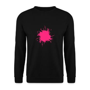 Fleck Farbe Gespritzt Schmutz schmutzig Rosa Pink - Unisex Pullover - Schwarz - Vorne - Alina (178cm) & Michal (187cm)