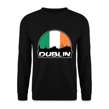 Dublin Irland Flagge Skyline Silhouette Reisen - Unisex Pullover - Schwarz - Vorne - Alina (178cm) & Michal (187cm)