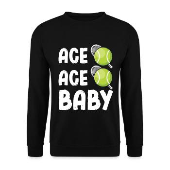 Ace Ace Baby Tennis Spruch - Unisex Pullover - Schwarz - Vorne - Alina (178cm) & Michal (187cm)