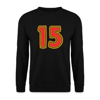 15. 15 ANS. 15e ANNIVERSAIRE. ANNIVERSAIRE 15 ANS. - Sweat-shirt Unisexe - noir - Devant - Alina (178cm) & Michal (187cm)