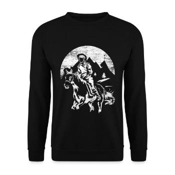 Ausdauernder Distanzritt Langstrecke - Unisex Pullover - Schwarz - Vorne - Alina (178cm) & Michal (187cm)