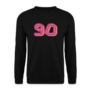 90. 90 JAHRE. 90. JAHRESTAG. 90-JÄHRIGES JUBILÄUM. - Unisex Pullover - Schwarz - Vorne - Alina (178cm) & Michal (187cm)