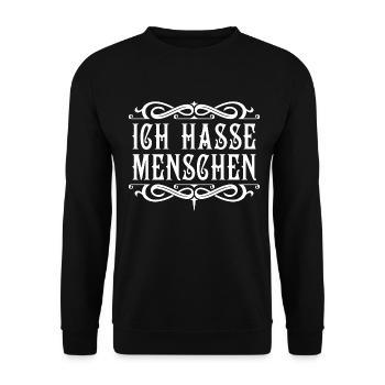 Ich hasse Menschen - Unisex Pullover - Schwarz - Vorne - Alina (178cm) & Michal (187cm)