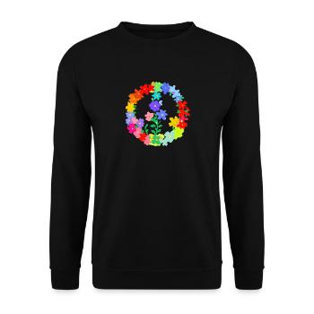 Hippi Blumenkranz Frieden und Liebe - Unisex Pullover - Schwarz - Vorne - Alina (178cm) & Michal (187cm)