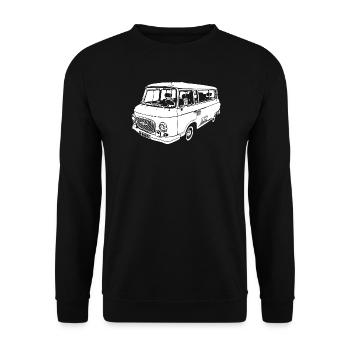 B1000 B-Eintausend DDR Bus Transporter - Unisex Pullover - Schwarz - Vorne - Alina (178cm) & Michal (187cm)