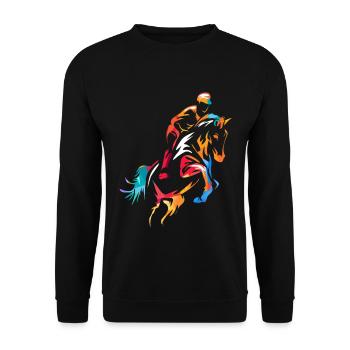 Flinker Pferdesport Turniersprung - Unisex Pullover - Schwarz - Vorne - Alina (178cm) & Michal (187cm)