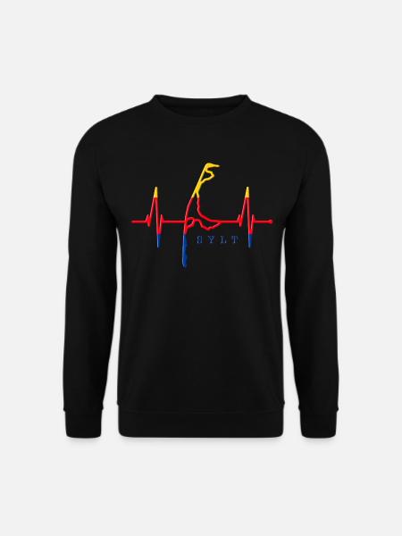 Sylt Skyline Nordsee Herzschlag Nordfriesen Sylter - Unisex Pullover - Schwarz