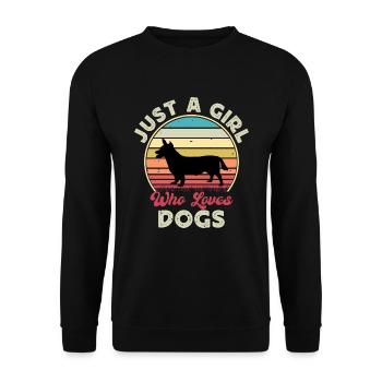 Lancashire Heeler Dog Love Silhouette Retro Sunset - Unisex Pullover - Schwarz - Vorne - Alina (178cm) & Michal (187cm)