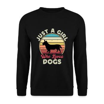Lancashire Heeler Dog Love Silhouette Retro Sunset - Unisex Pullover - Schwarz - Vorne - Alina (178cm) & Michal (187cm)
