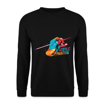 Schwungvoller Polygon Porträtmaler - Unisex Pullover - Schwarz - Vorne - Alina (178cm) & Michal (187cm)