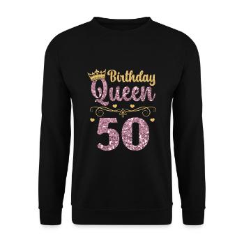 50.Geburtstag Königin Fünfzig Jahre Fünfzig - Unisex Pullover - Schwarz - Vorne - Alina (178cm) & Michal (187cm)