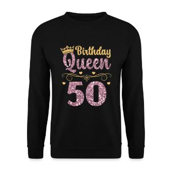 50.Geburtstag Königin Fünfzig Jahre Fünfzig - Unisex Pullover - Schwarz - Vorne - Alina (178cm) & Michal (187cm)