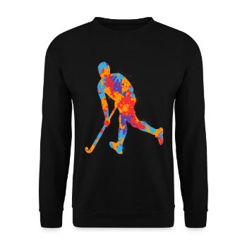 Feldhockey Bunter Hockeyspieler Hockey Jungen - Unisex Pullover - Schwarz - Vorne - Alina (178cm) & Michal (187cm)
