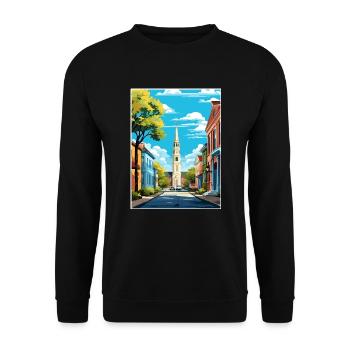 Charleston Carolina Vintage Reiseposter Souvenir - Unisex Pullover - Schwarz - Vorne - Alina (178cm) & Michal (187cm)