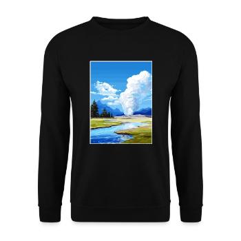 Pohutu Geysir Rotorua Neuseeland Reiseposter - Unisex Pullover - Schwarz - Vorne - Alina (178cm) & Michal (187cm)