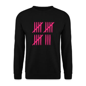 18. Geburtstag Strichliste - Unisex Pullover - Schwarz - Vorne - Alina (178cm) & Michal (187cm)