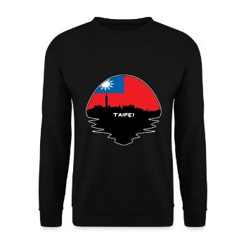 Taipeh Taiwan Flagge Skyline Silhouette Reisen - Unisex Pullover - Schwarz - Vorne - Alina (178cm) & Michal (187cm)