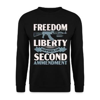 Freedom Liberty Unterstützt Den Zweiten Verfassung - Unisex Pullover - Schwarz - Vorne - Alina (178cm) & Michal (187cm)