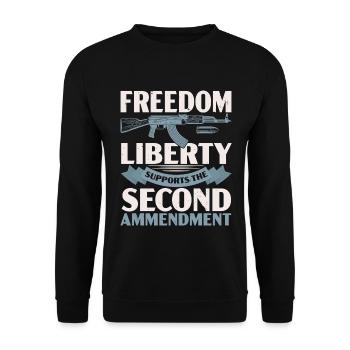 Freedom Liberty Unterstützt Den Zweiten Verfassung - Unisex Pullover - Schwarz - Vorne - Alina (178cm) & Michal (187cm)
