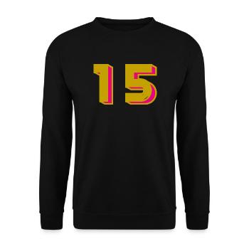 15. 15 ANS. 15e ANNIVERSAIRE. ANNIVERSAIRE 15 ANS. - Sweat-shirt Unisexe - noir - Devant - Alina (178cm) & Michal (187cm)