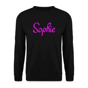 Sophie Neon Rosa Script - Unisex Pullover - Schwarz - Vorne - Alina (178cm) & Michal (187cm)