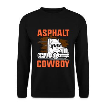 Asphaltcowboy Asphalt Lkw Brummi Lastkraftwagen - Unisex Pullover - Schwarz - Vorne - Alina (178cm) & Michal (187cm)