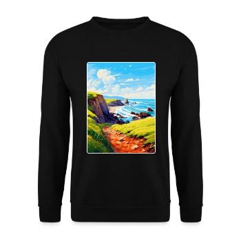 Hartland Quay Devon Vintage Travel Poster Souvenir - Unisex Sweatshirt - black - Front - Alina (178cm) & Michal (187cm)