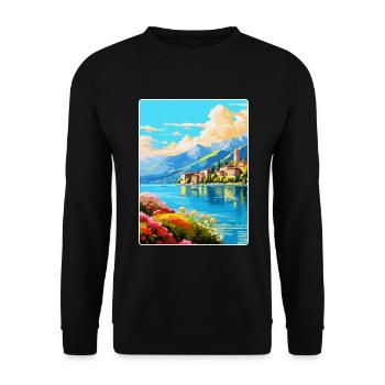 Lac de Côme Italie Affiche de voyage vintage Souvenir WPA - Sweat-shirt Unisexe - noir - Devant - Alina (178cm) & Michal (187cm)