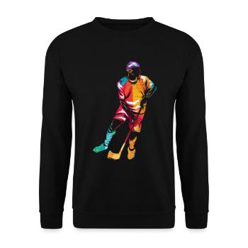 Pfeilschneller Floorball Angreifer - Unisex Pullover - Schwarz - Vorne - Alina (178cm) & Michal (187cm)